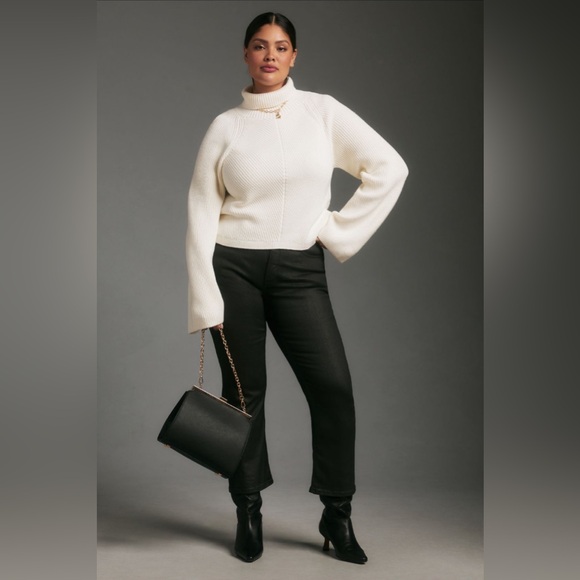 ✨ Anthropologie Cropped Turtleneck Sweater Sz 1X - Picture 3 of 8